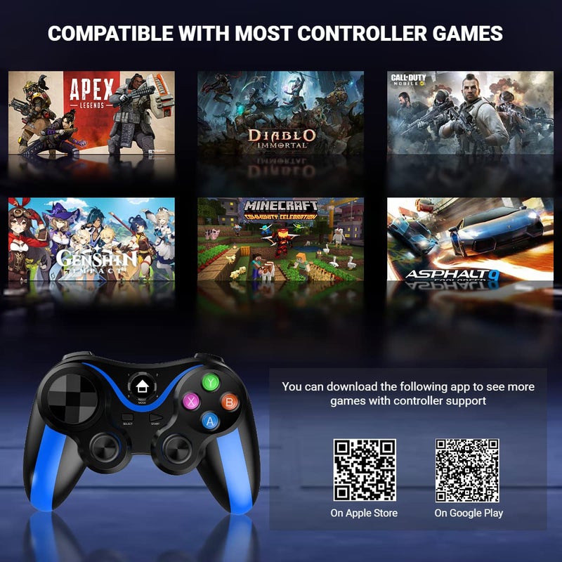 arVin Bluetooth Gamepad Controller for iPhone & Android with Phone Holder, 360 Joystick, 18 Hours Playtime - Image 4